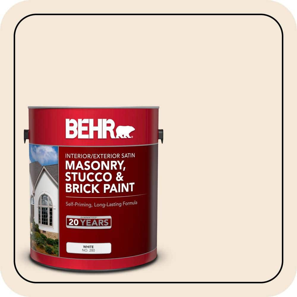 BEHR 1 gal. #BWC-23 Vanilla Frost Satin Interior/Exterior Masonry, Stucco and Brick Paint