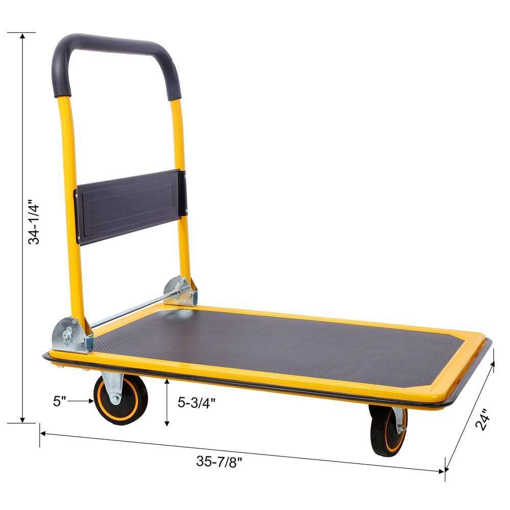 Cesicia 660 lbs Yellow Steel Foldable Platform Truck Push Dolly (3)