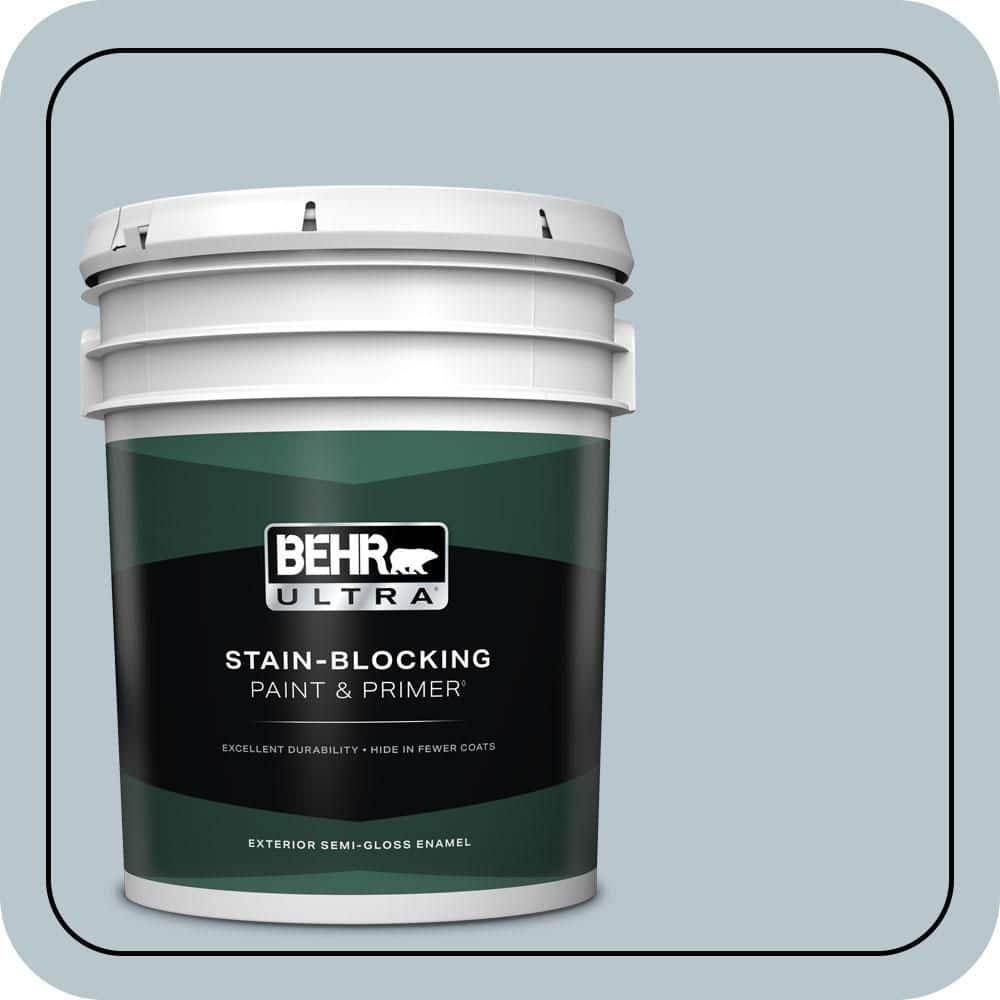 BEHR ULTRA 5 gal. #N480-2 Flowing Breeze Semi-Gloss Enamel Exterior Paint & Primer