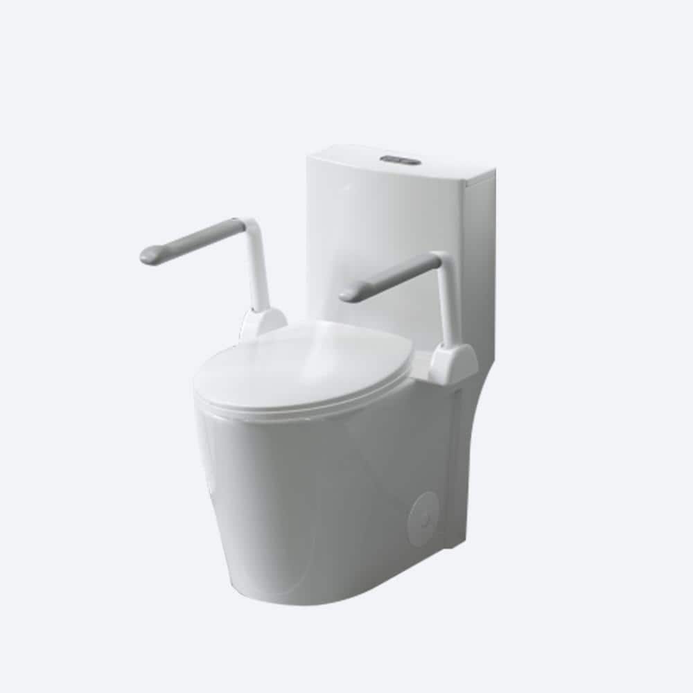 TCYO 1-Piece 1.1/1.6 GPF Dual Flush Elongated Toilet in Gloss White,UPGRADED DESIGN Armrest,Soft Close Seat (1)