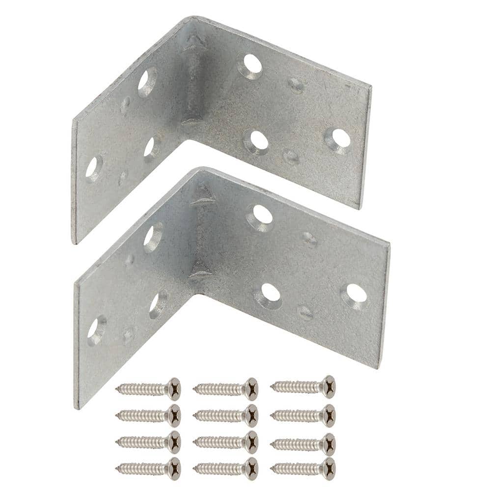 Everbilt (2-Pack) 2 in. Galvanized Double-Wide Corner Brace (1)