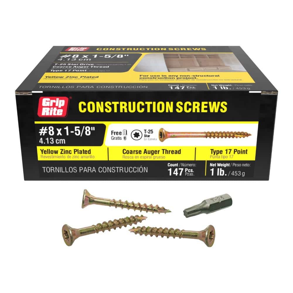 Grip-Rite #8 . Star Drive Dual Flat Head Coarse Thread Construction Screws 1 lb. Box