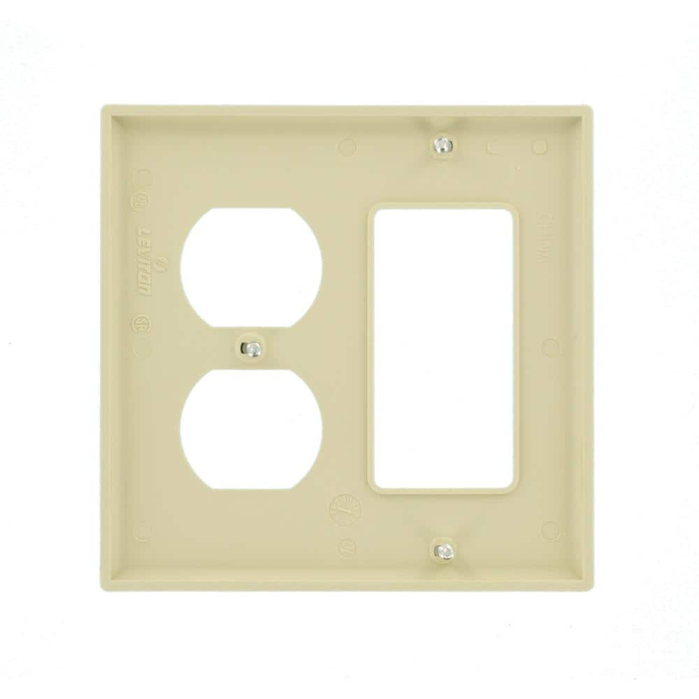 Leviton 2-Gang Ivory 1-Decora/Rocker/1-Duplex Outlet/Receptacle Nylon Standard Wall Plate (1-Pack) 80746-I (2)