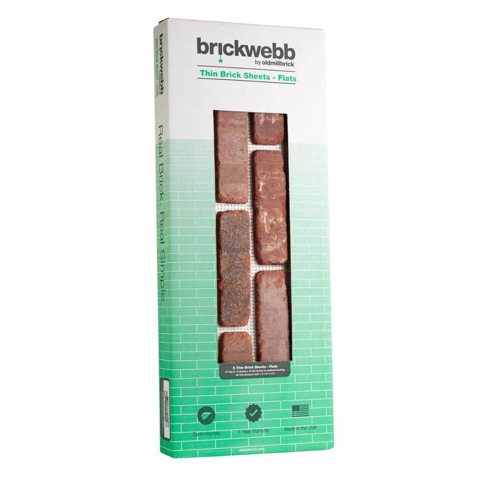 Old Mill Brick Brickwebb Boston Mill Thin Brick Sheets - Flats (Box of 5 Sheets) - 28 in. x 10.5 in. (8.7 sq. ft.) (2)