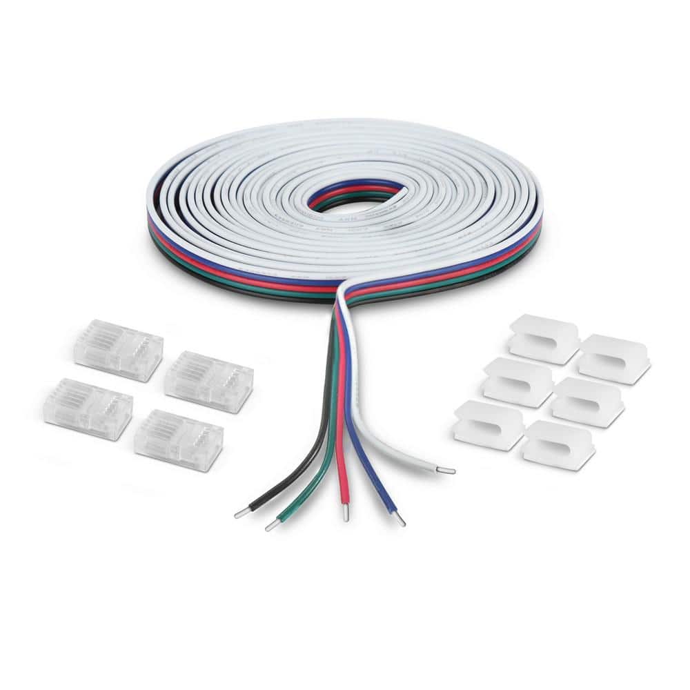 Commercial Electric 13 ft. Connector Cord LED Strip Light Accessory Pack (RGB+W) (4 Wire-to-Tape Connectors, 6 Wire Mounting Clips) (2)