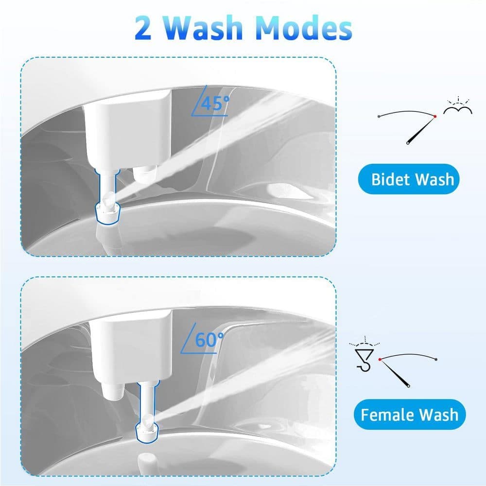 Anqtovp Toilet Bidet Attachment with Dual Nozzles, 3 Mode Adjustable Water Pressure, Self-Cleaning, Non-Electric, 1 Piece (3)