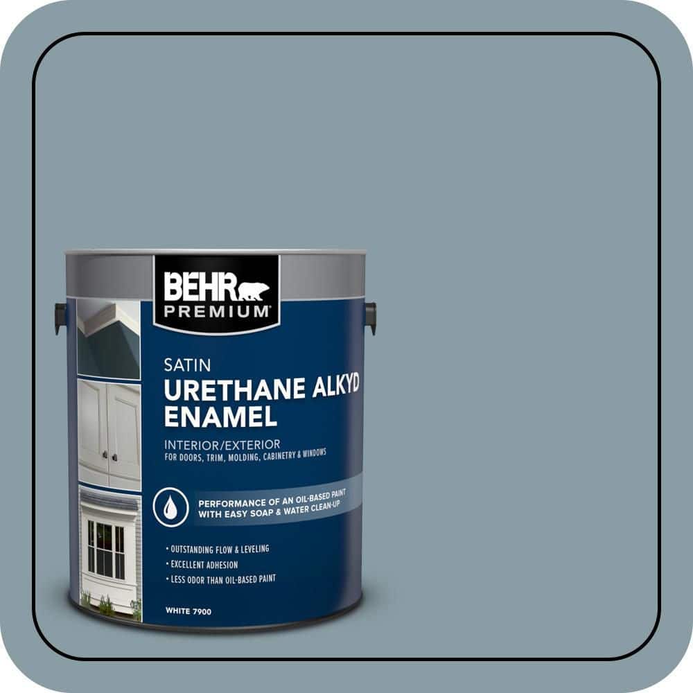 BEHR PREMIUM 1 gal. #540F-4 Shale Gray Urethane Alkyd Satin Enamel Interior/Exterior Paint