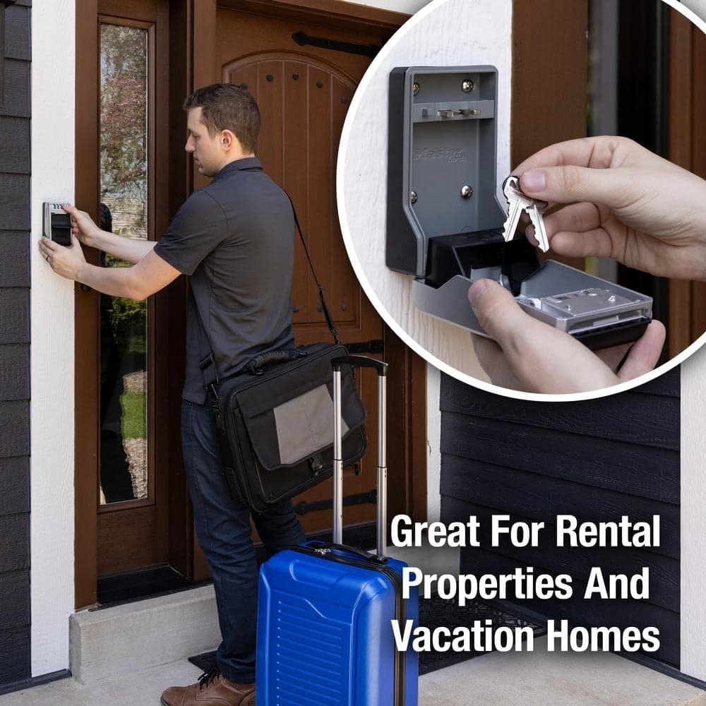 Master Lock Large Wall Mount Outdoor Lock Box with Combination Dial and Key Tether (2)