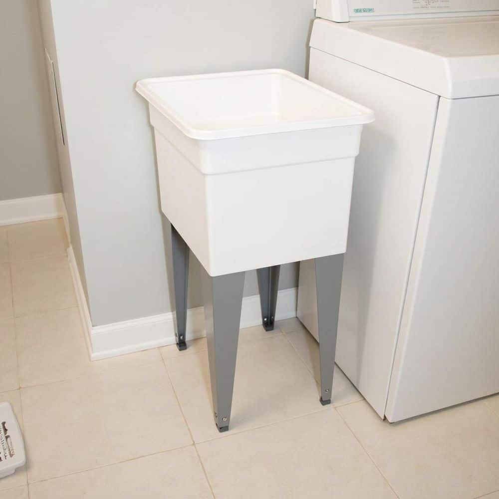 MUSTEE 18 in. x 24 in. Plastic Utilatub Single Laundry Tub in White (2)