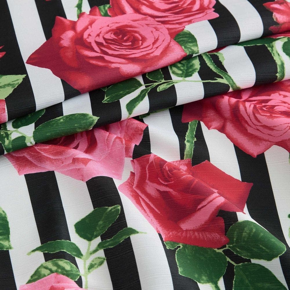 BETSEY JOHNSON Avantgarde Rose 72 in. W x 72 in. L, Polyester 14 Piece Shower Curtain Set with Hooks and Liner in White/Pink/Green (2)