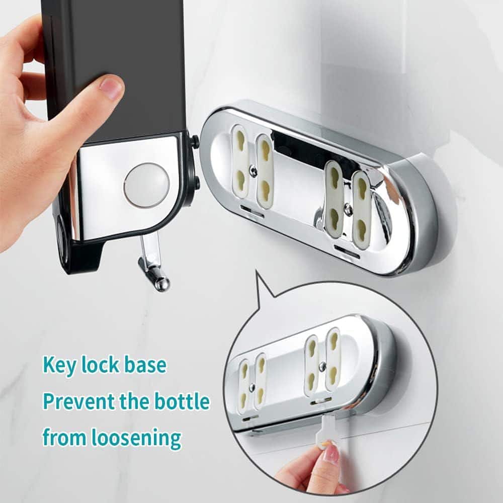 Dyiom 3 Pack 500ml Wall Mounted Soap Dispenser for Bathroom and Kitchen, Shampoo and Conditioner Dispenser Drill Free Black (3)