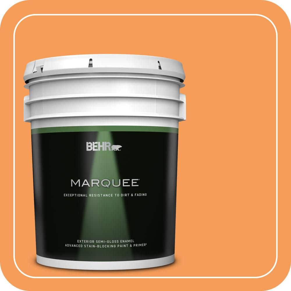 BEHR MARQUEE 5 gal. #P220-6 Bergamot Orange Semi-Gloss Enamel Exterior Paint & Primer