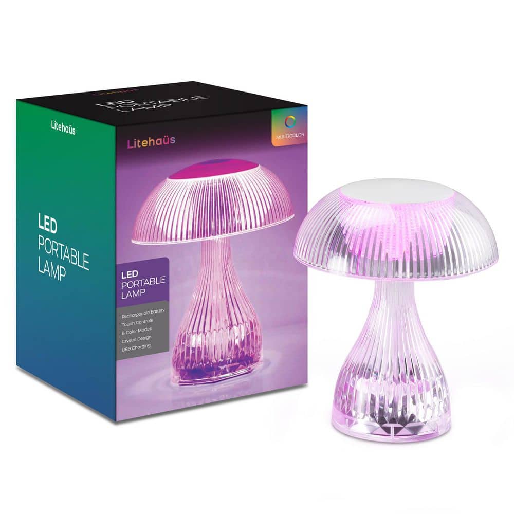 Unbranded 7.1 in. Rechargeable RGB Night Light Bulb Mushroom Crystal Lamp with USB Charging Cable (3)