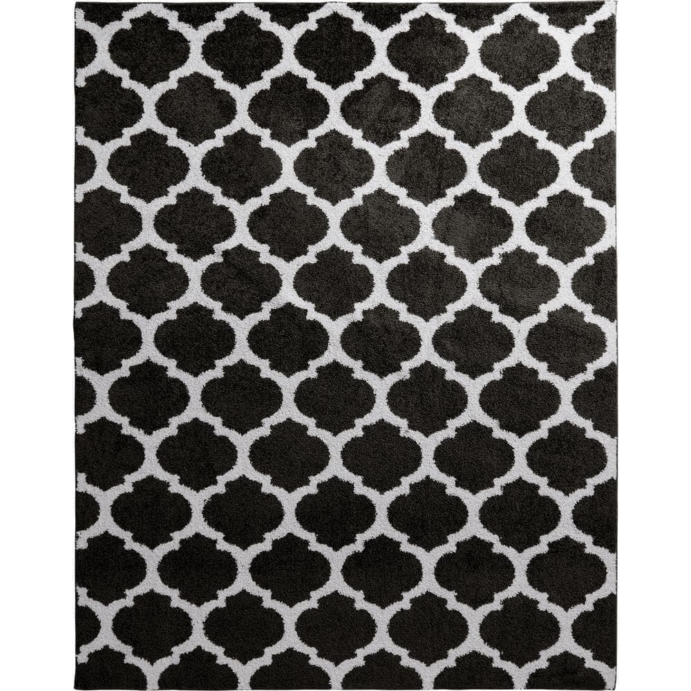 Home Decorators Collection Seyward 8 ft. x 10 ft. Grey Trellis Shag Area Rug (2)