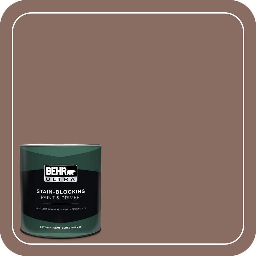 BEHR ULTRA 1 qt. #N150-5 French Truffle Semi-Gloss Enamel Exterior Paint & Primer