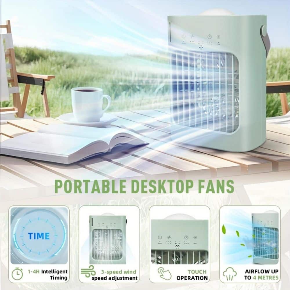 Edendirect 8 in. 3 fan speeds Desk Fan in Green with mist cooling and quiet operation (2)