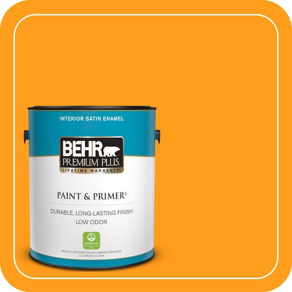 BEHR PREMIUM PLUS #300B-7 Goldfish Enamel Interior/Exterior Paint & Primer Color Sample (2)