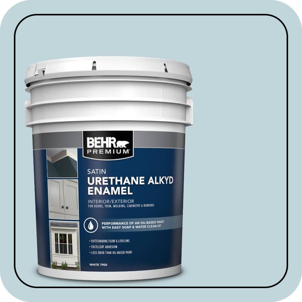 BEHR PREMIUM 5 gal. #S450-2 Wind Speed Urethane Alkyd Satin Enamel Interior/Exterior Paint