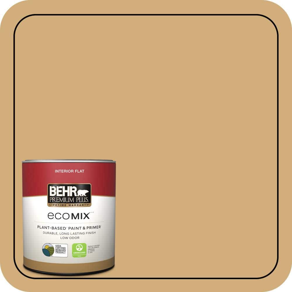 BEHR PREMIUM PLUS 1 qt. #310F-4 Rye Flat EcoMix Plant-Based Interior Paint & Primer (1)