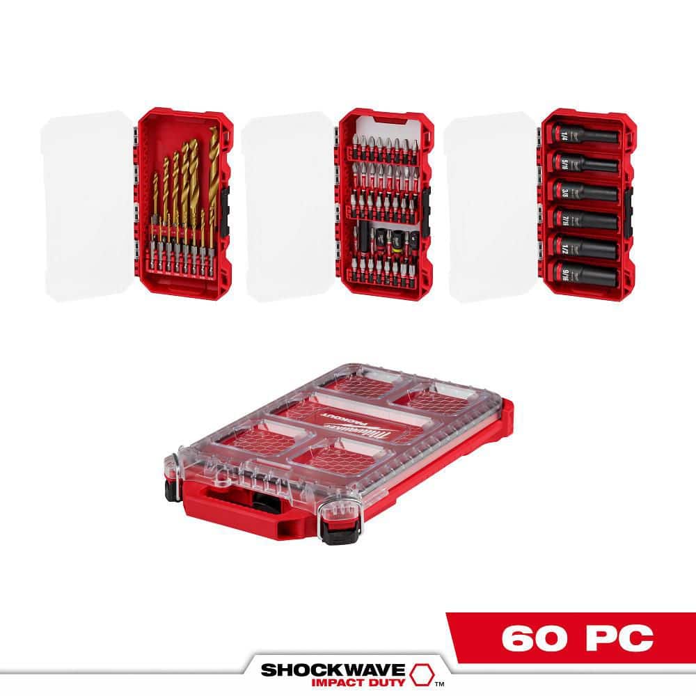 Milwaukee SHOCKWAVE Impact Duty Alloy Steel Screw Driver Bit Set with PACKOUT Case (60-Piece)