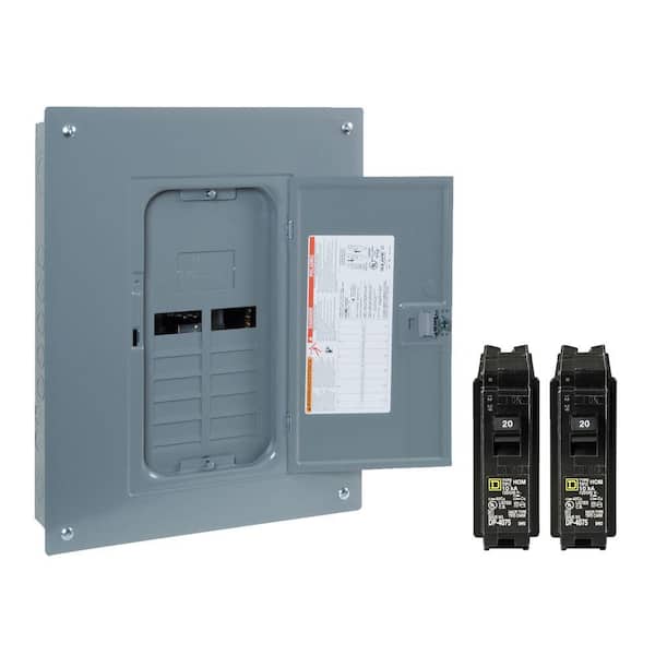Square D Homeline 125Amp 12-Space 24-Circuit Indoor Main Lug plug on neutral Electrical Panel w/Cover,Ground Bar HOM1224L125PGCVP