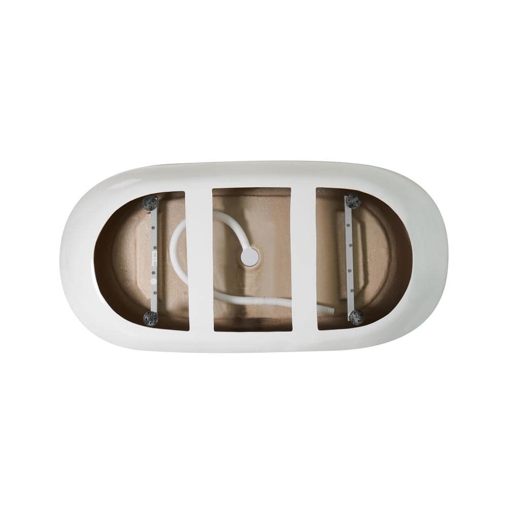 Unbranded Timeless Home 70 in. x 33.5 in. Soaking Bathtub with Center Drain in Glossy White with Brushed Gold Trim (3)