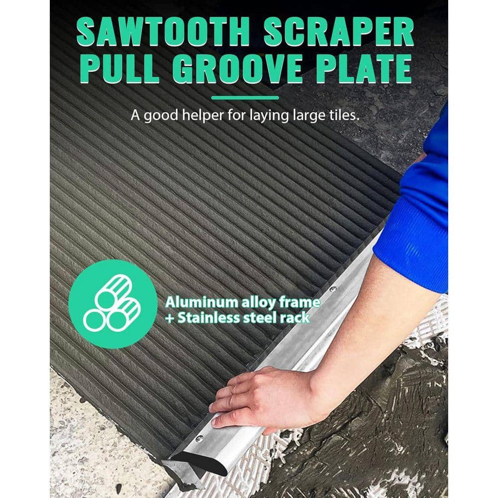 KIWDZFU 24 x 4 Square Notch Trowel with Aluminum Alloy Frame for Large Tile Flooring and Masonry Applications (2)
