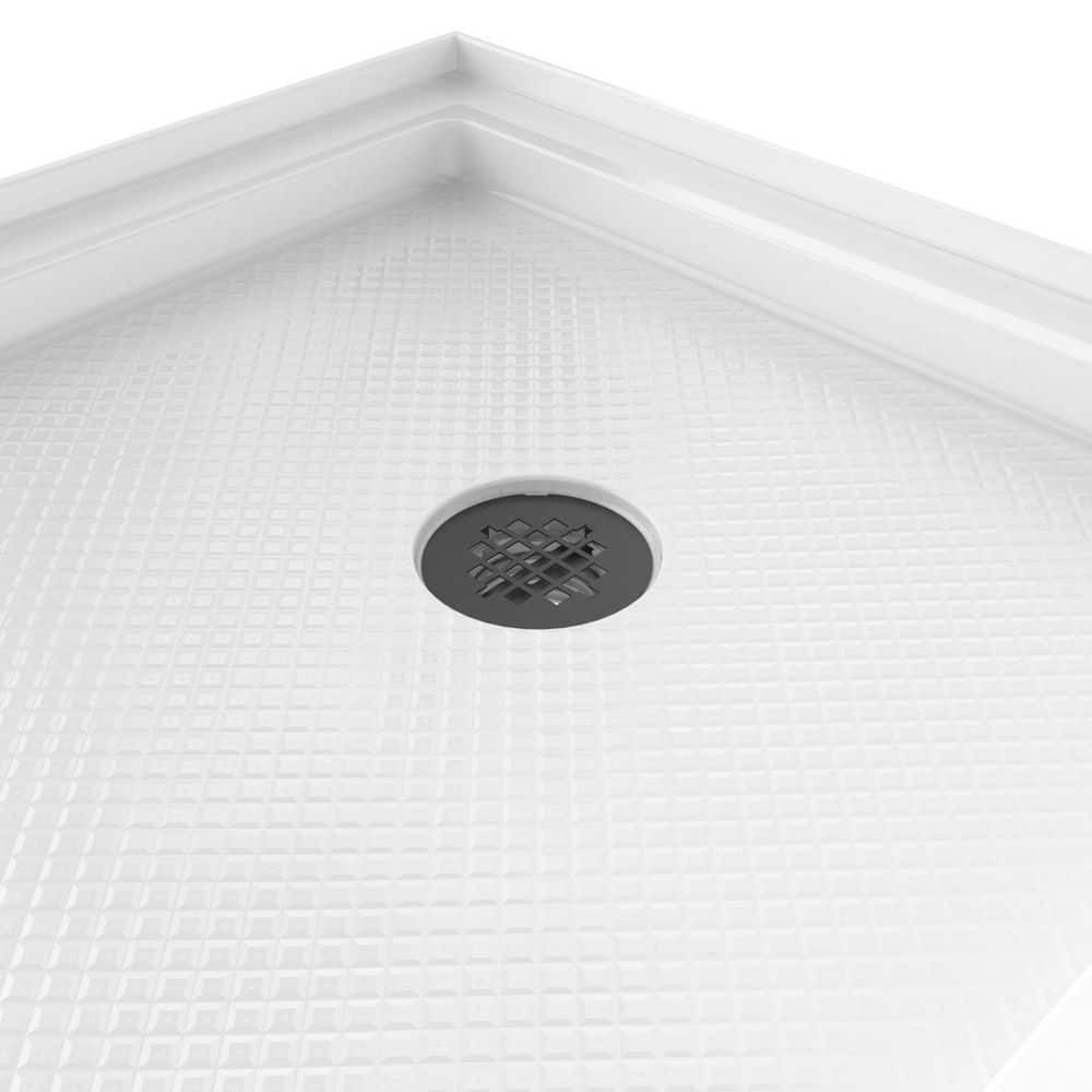 DreamLine SlimLine 60 in. L x 34 in. W Alcove Rectangular White Shower Pan Base with 2 in. Round Right Drain in Matte Black (3)