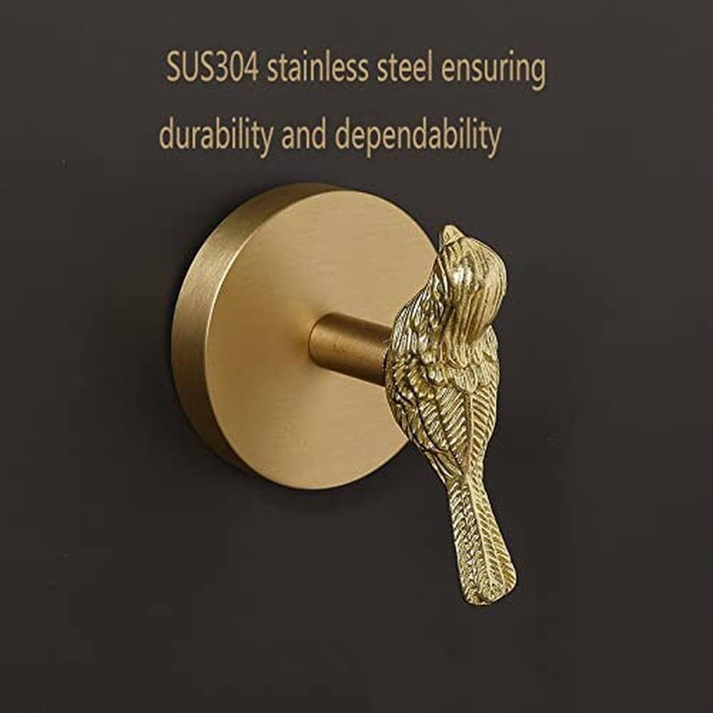 Unbranded Bird Shape Hooks 1 Pcs Brass Towel Robe Hooks No Drill Wall Mount Brushed Brass Finish for Bathroom Home (3)
