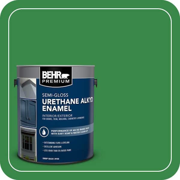 BEHR PREMIUM 1 gal. #P400-7 Paradise of Greenery Urethane Alkyd Semi-Gloss Enamel Interior/Exterior Paint (2)