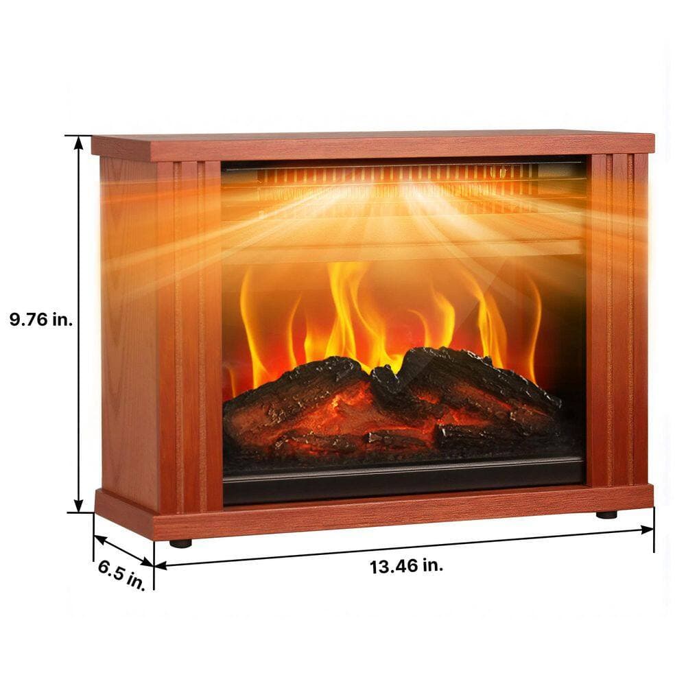 Runesay 1500-Watt Freestanding Brown Electric Utility Convection Infrared Overheating Protection 3D Realistic Flame Space Heater (2)