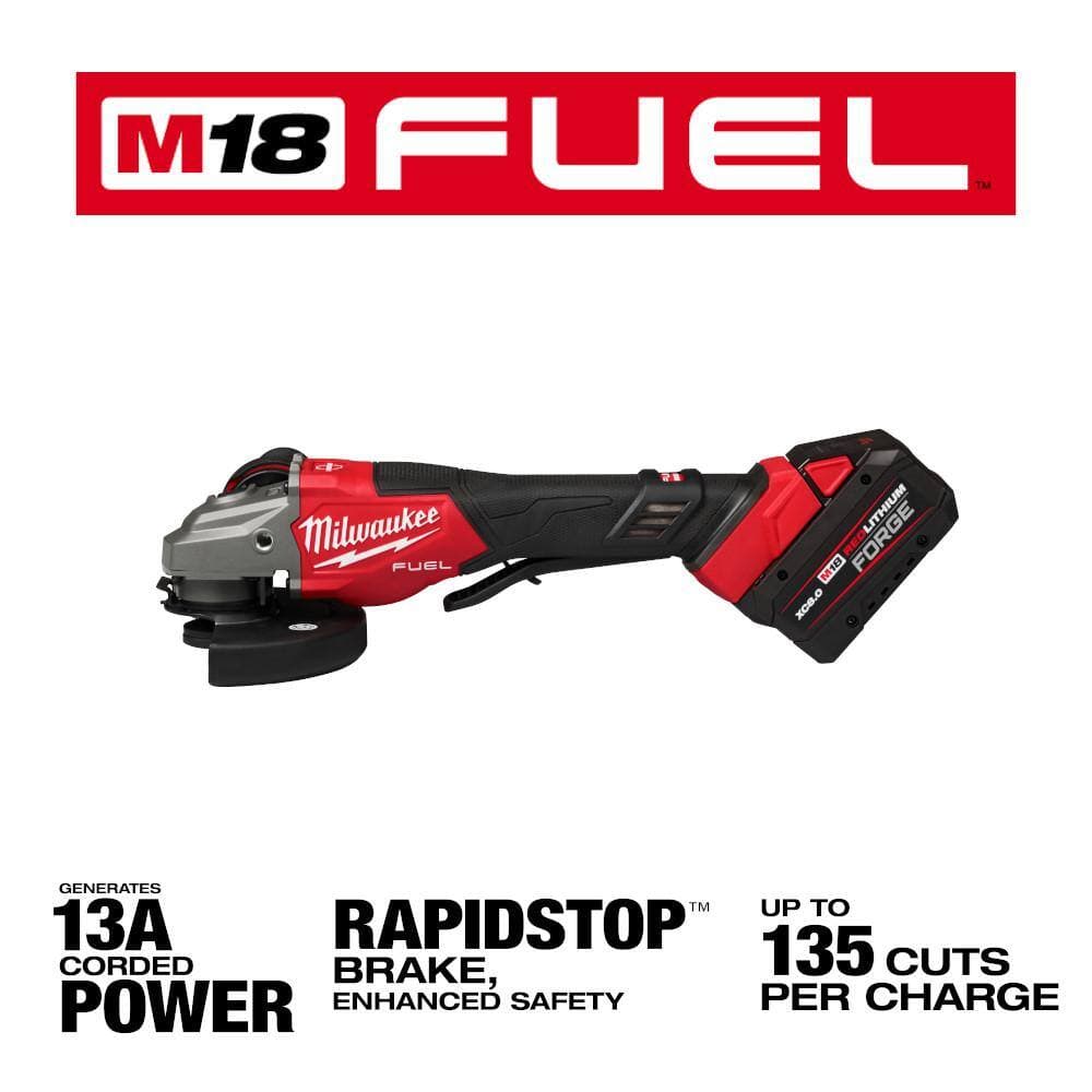 Milwaukee M18 FUEL 18V Cordless 4-1/2 in. /6 in. Grinder Kit w 3/8 in M18 FUEL Compact Impact Wrench w 36-Pc 3/8 in. PO Sockets (3)