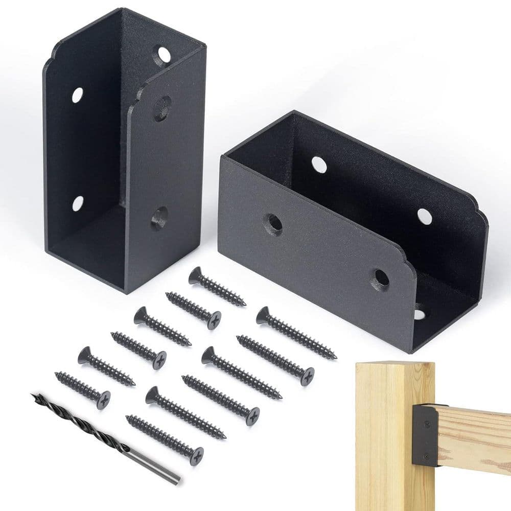 Afoxsos Stainless Steel Deck Railing Brackets Connectors for 2x4 Wood Post with Concealed Design 12 Pack Black (1)