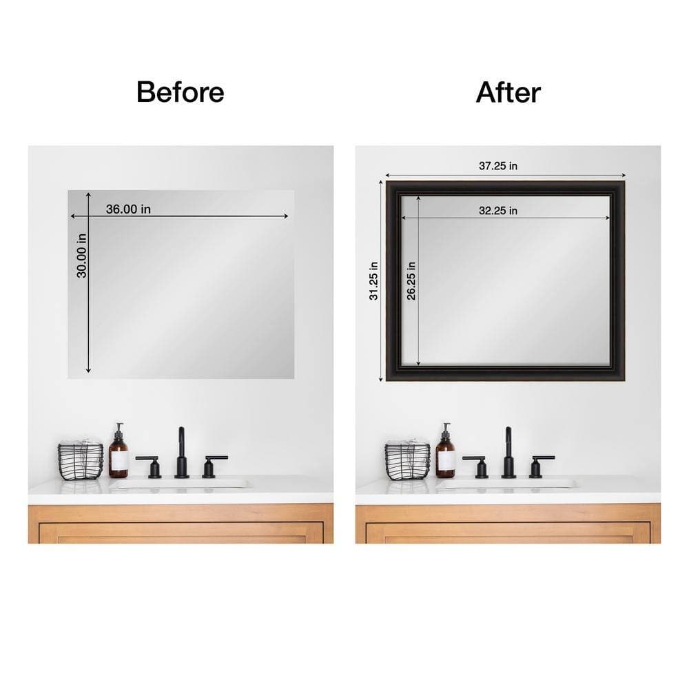 Amanti Art Mirror Makeover Trio Oil Rubbed Bronze 31.25 in. W x 37.25 in. H Bathroom Mirror Frame Border Kit-Fits a 30 x 36 Mirror (2)