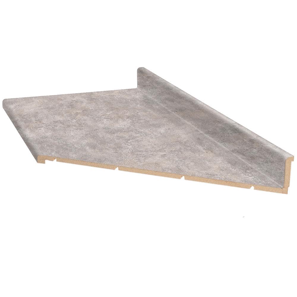 Hampton Bay 6 ft. Right Miter Laminate Countertop in Matte Patine Concrete with Waterfall Edge and Integrated Backsplash