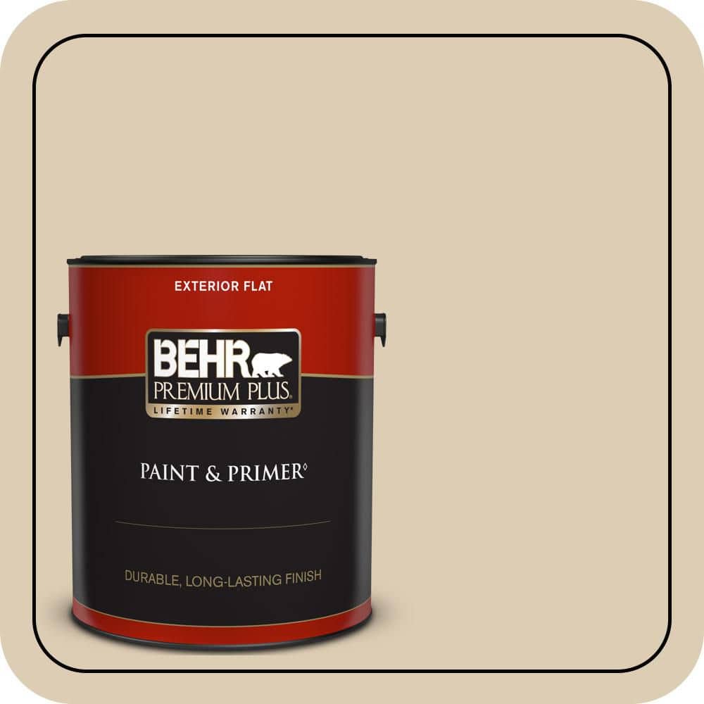 BEHR PREMIUM PLUS 1 gal. #QE-27 Estate Limestone Flat Exterior Paint & Primer