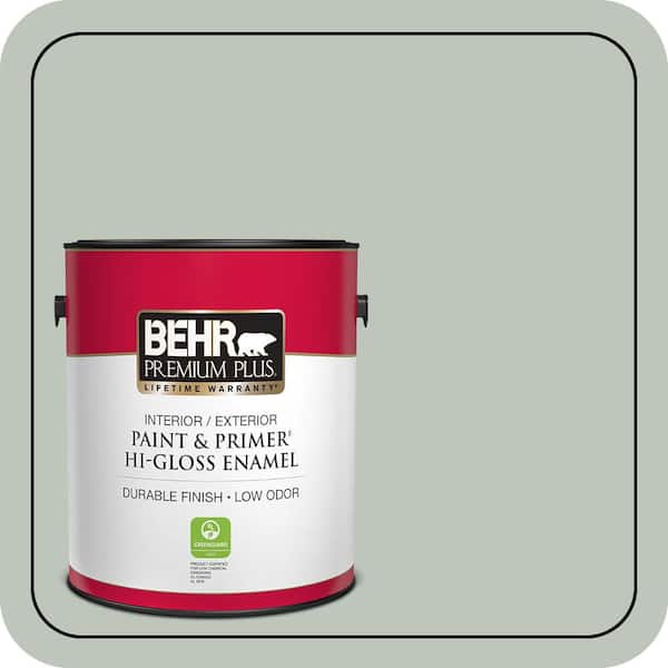 BEHR PREMIUM PLUS 1 gal. #N410-3 Riverdale Hi-Gloss Enamel Interior/Exterior Paint & Primer (2)