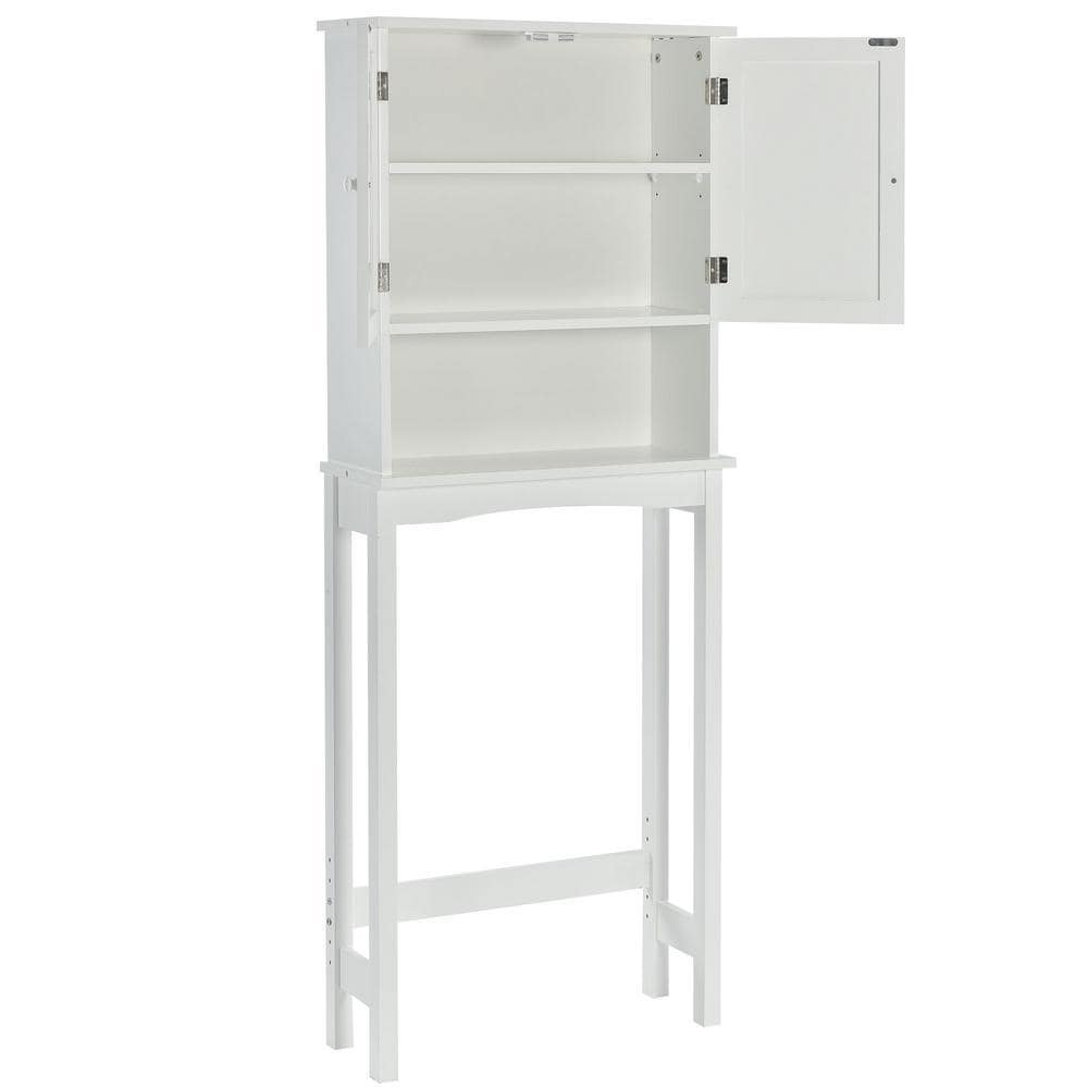 LORDEAR 23.6 in. W x 67 in. H x 7.7 in. D White Over-the-Toilet Storage Bathroom Shelf Over Toilet with Adjustable Shelves (3)