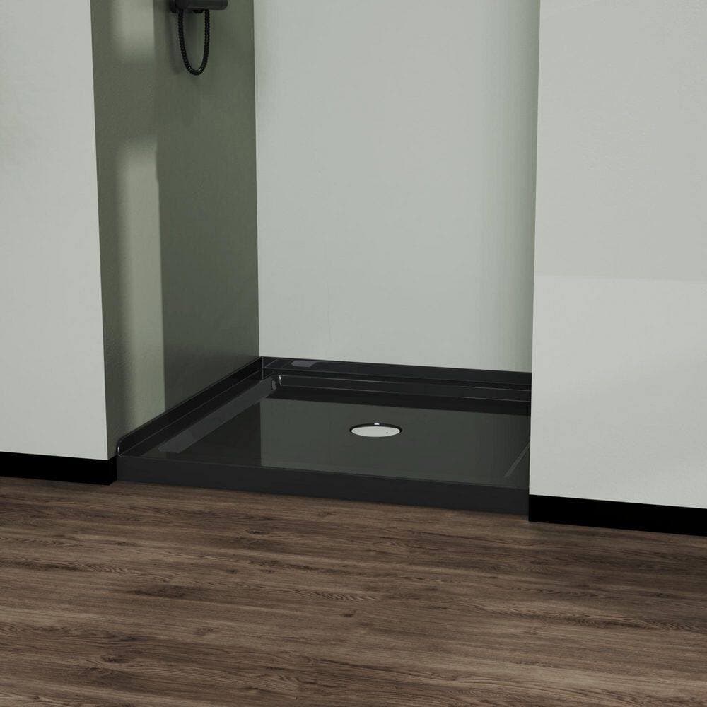 imperiol 36 in. L x 36 in. W Alcove Shower Pan Base with Center Drain in Black (3)