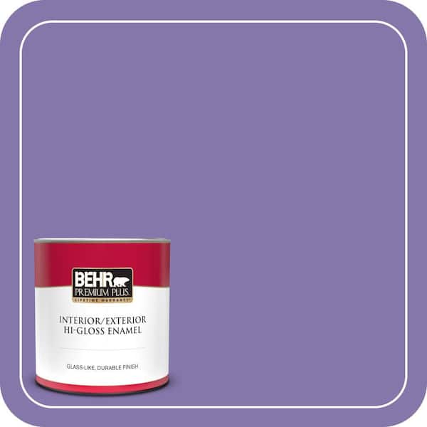 BEHR PREMIUM PLUS 1 qt. #640B-6 Grape Parfait Hi-Gloss Enamel Interior/Exterior Paint & Primer (2)