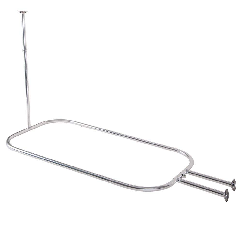 Utopia Alley Rustproof Wall Mounted 54x26 in. Aluminum Hoop Shower Rod With Ceiling Support for Tub, Chrome