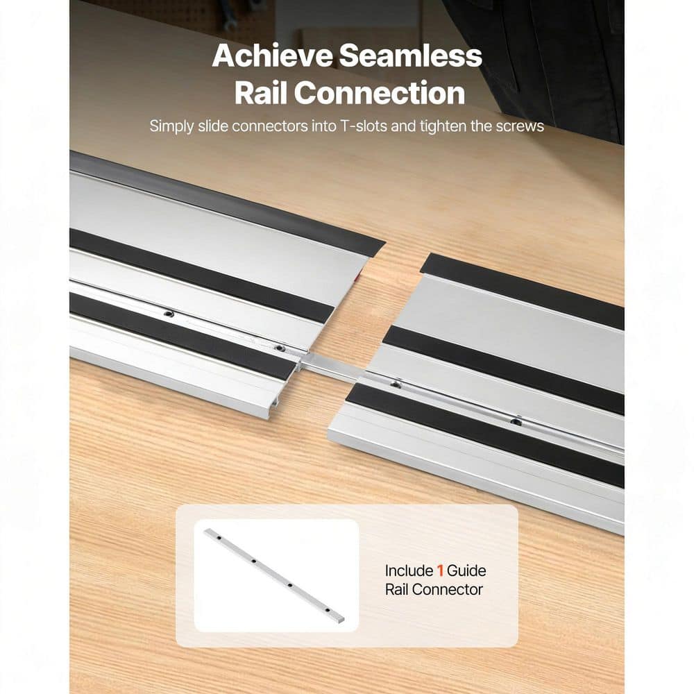 SKYSHALO Track Saw Guide Rail, Kit Includes 2 x 27.5 in. Aluminum Extruded Guide Rails and 1 Connector, 55 in. Cutting Range (3)