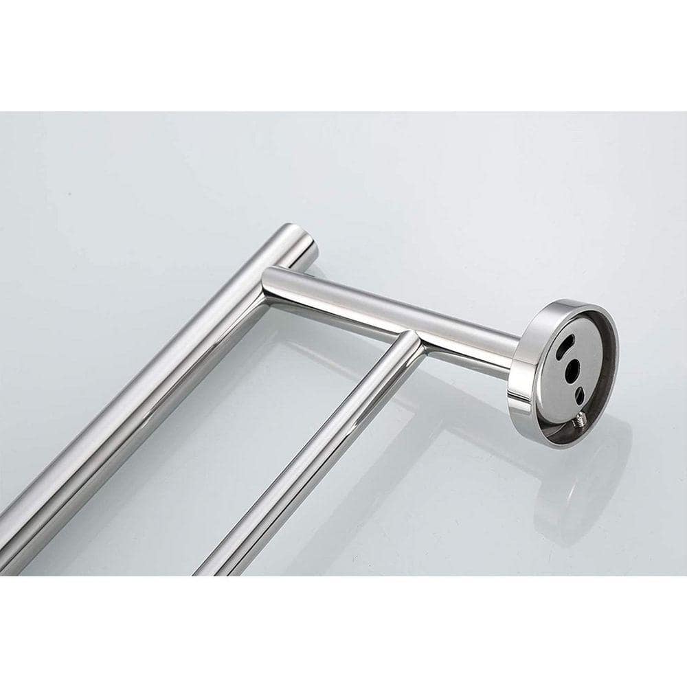 Flynama 1 in. W x 5 in. H x 23.6 in. D Stainless Steel Rectangular Shelf in Chrome, Wall Mounted Towel Bar, Towel Bar (3)