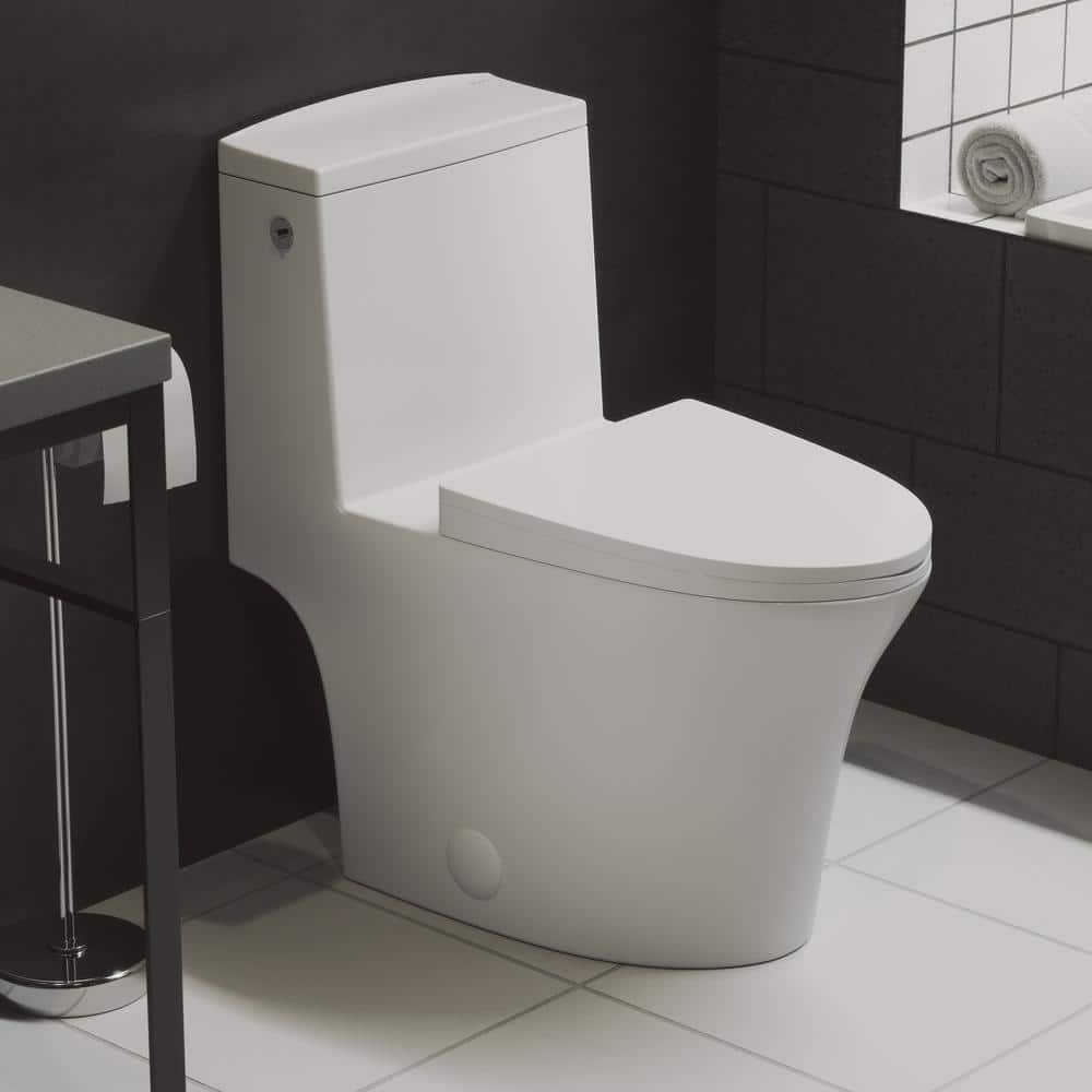 Swiss Madison Hugo 1-Piece 1.1/1.6 GPF Dual Touchless Flush Elongated Toilet in White, Seat Included (1)