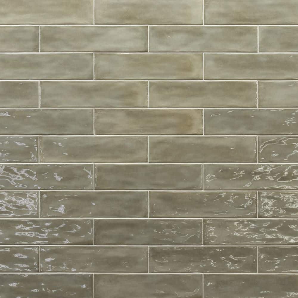 Jeffrey Court Rustico Green 3 in. x 12 in. Glossy Ceramic Rectangular Wall Tile (10.763 sq. ft. /Case)