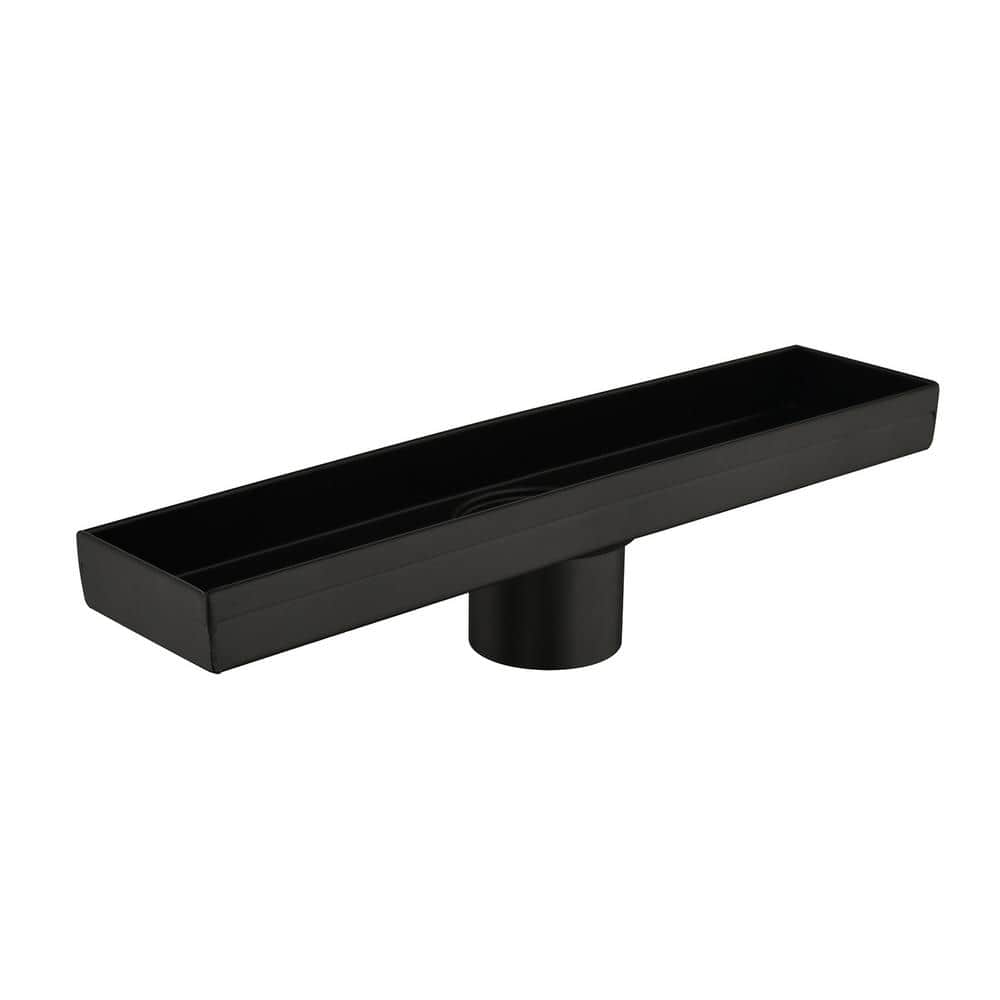 Tahanbath 12 in. Linear Shower Drain, Included Hair Strainer and Leveling Feet in Matt Black (3)