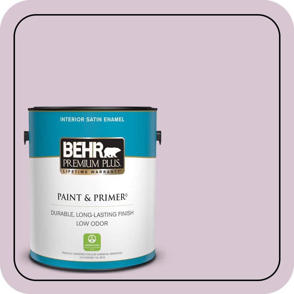 BEHR PREMIUM PLUS 1 gal. #680E-3 Rosy Lavender Satin Enamel Low Odor Interior Paint & Primer