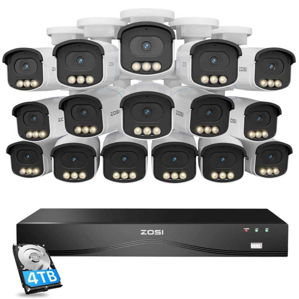 ZOSI 4K UHD 16-Channel 4TB NVR Home Security Camera System with 16 8MP Aurora Lux Wired Outdoor Cameras, AI Detection (1)