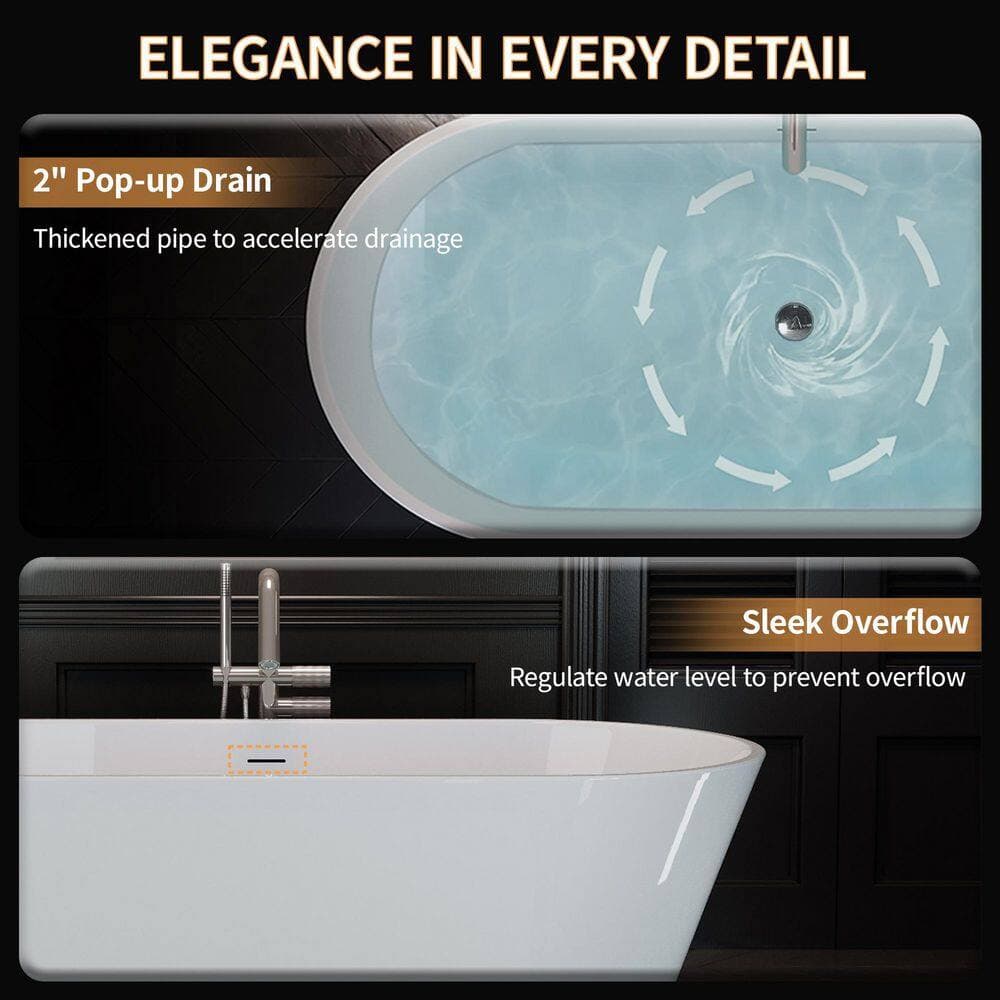 Boosicavelly 29.53 in. Acrylic Soaking Freestanding Bathtub with Toe-Tap Chrome Drain Glossy White (3)