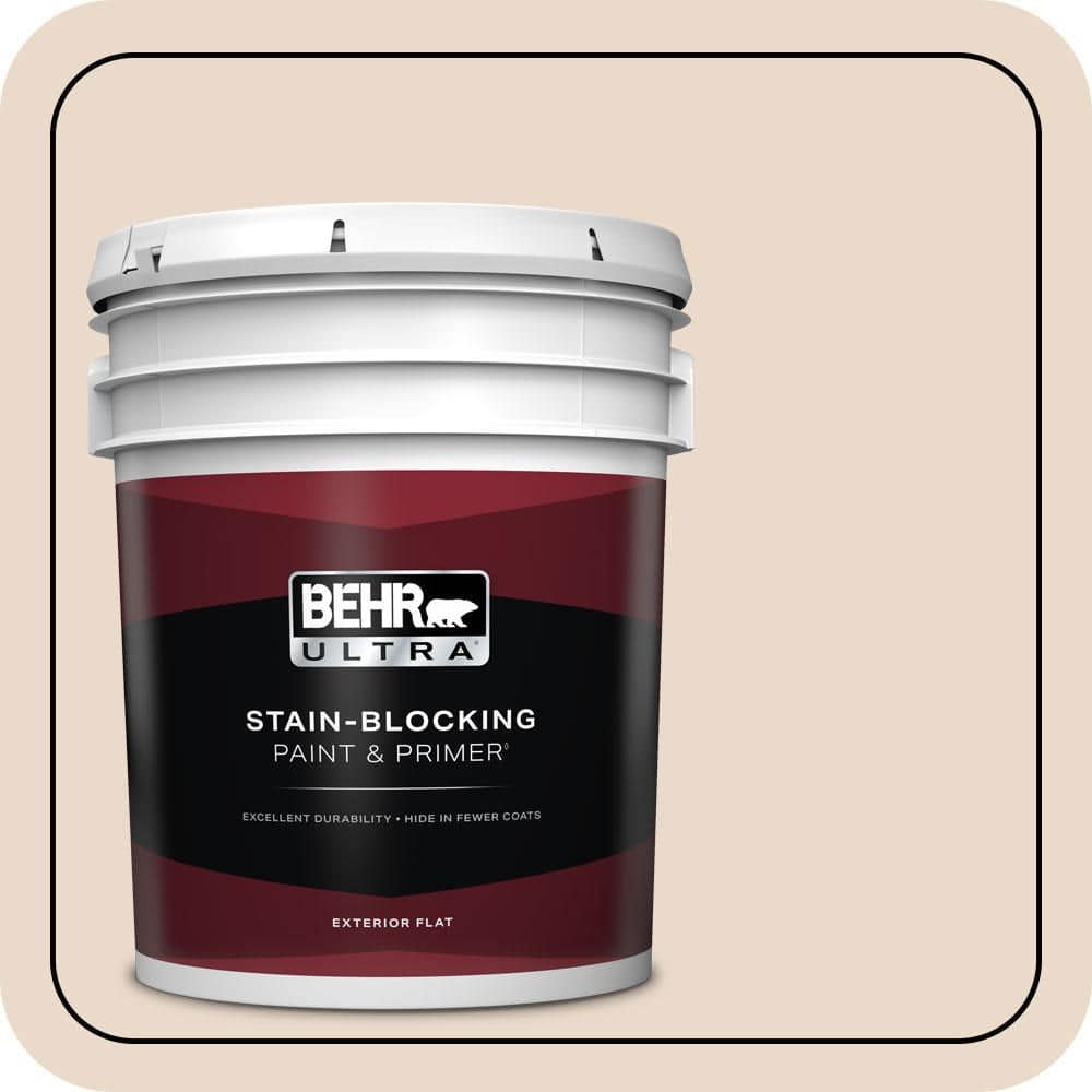 BEHR ULTRA 5 gal. #S240-1 Creme Fraiche Flat Exterior Paint & Primer